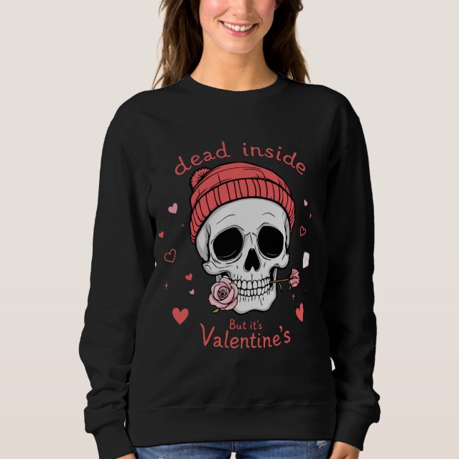 Sweatshirt Crâne de Saint-Valentin ironique (Devant)