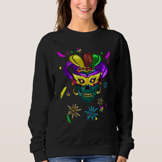 Sweatshirt Crâne de sucre Drôle Carnival Masque Jester Casque (Devant)