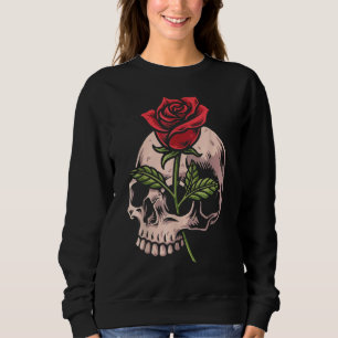 Sweatshirt Crâne et rose rouge gothique occulte tatouage emo 
