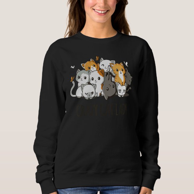 Sweatshirt Crazy Cat Lady Team Cat Butterfly Smile Tee (Devant)