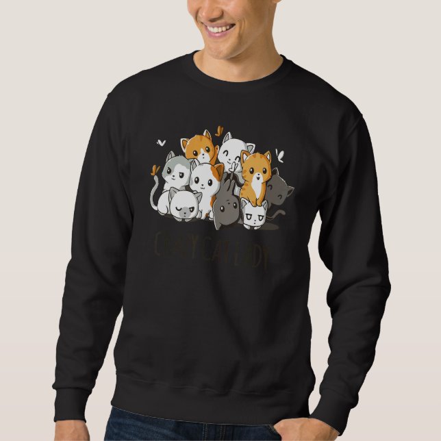 Sweatshirt Crazy Cat Lady Team Cat Butterfly Smile Tee (Devant)