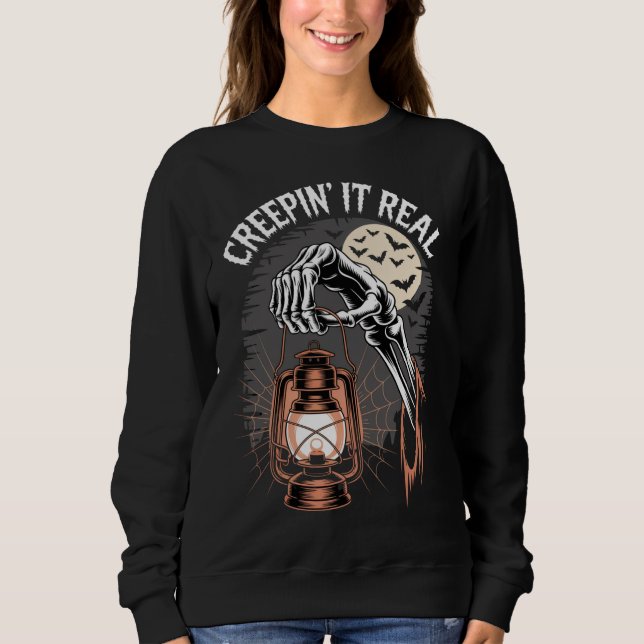 Sweatshirt Creepin It Real Gothique Halloween Lanterne (Devant)