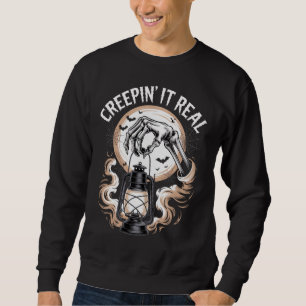 Sweatshirt Creepin It Real Gothique Halloween Squelette main