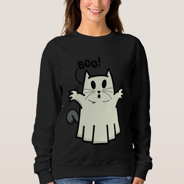 Sweatshirt Creepy Halloween Peeking Black Cat for Feline (Devant)