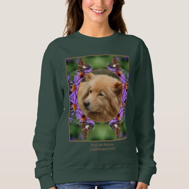 Sweatshirt Créez votre propre cadre de fleurs de papillon pho (Devant)