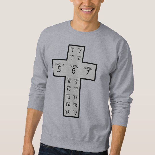 Sweatshirt Créez votre propre collage photo 17 Croix chrétien (Devant)