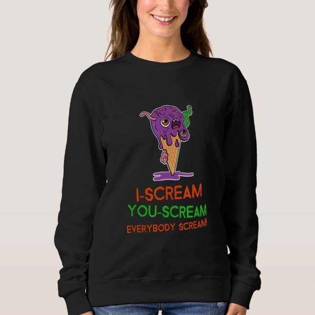 Sweatshirt Crème glacée d'Halloween Je crie (Devant)