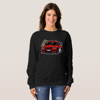Sweatshirt Crewneck femme noir pour amateur de Funny Car