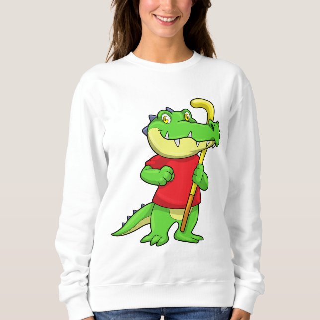 Sweatshirt Crocodile à Field hockey avec bâton (Devant)