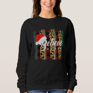 Sweatshirt Croire au Père Noël chapeau Noël Imprimé Léopard B