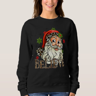 Sweatshirt Croire Costume Père Noël Avec Noël Léopard