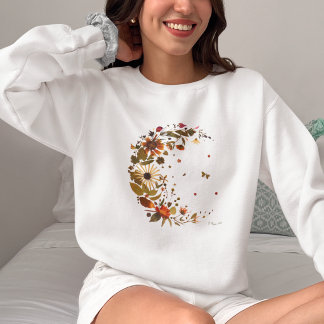 Sweatshirt Croissant de lune floral l'Art de fleurs pressées 