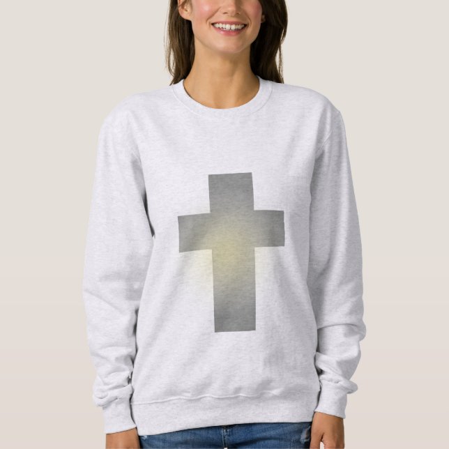 Sweatshirt croix de minimalisme d'argent y2k (Devant)
