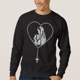 Sweatshirt Croix du Rosaire catholique Vierge Marie Jésus