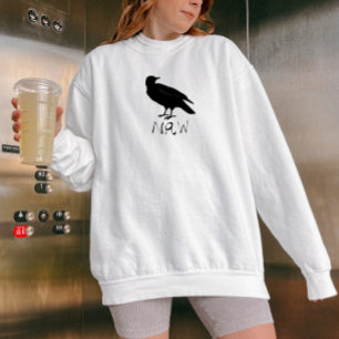 Sweatshirt Crow Dessin et Naw Silhouette en noir