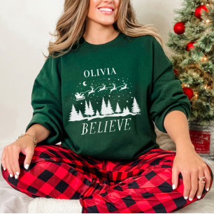 Sweatshirt Croyance personnalisée Santa traîneau Noël corresp