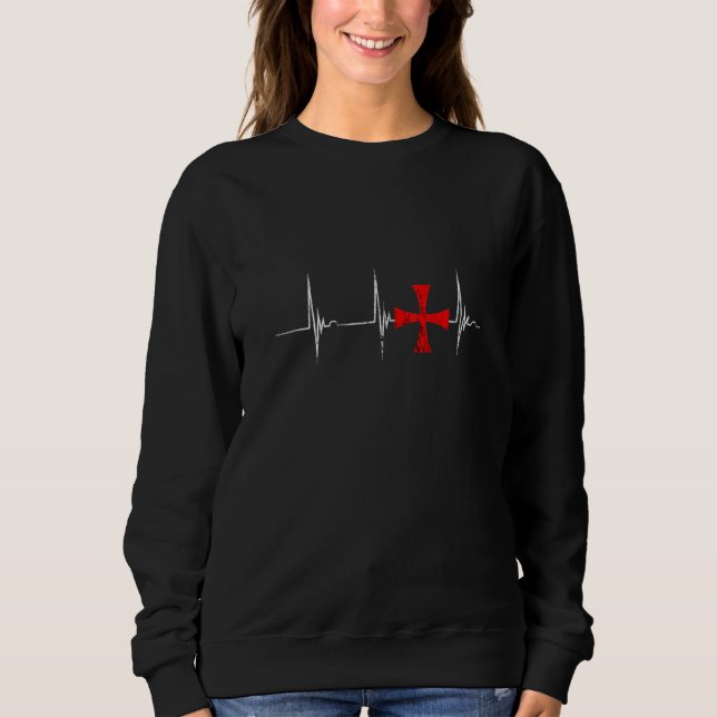 Sweatshirt Crusader Knights Templar Cross Hearbeat Ekg Pulse (Devant)