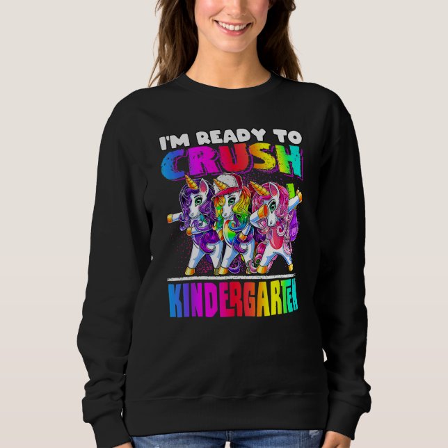 Sweatshirt Crush Kindergarten Dabbing Unicorn Back To School  (Devant)