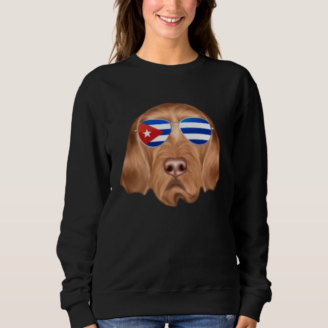 Sweatshirt Cuban Flag Wirehaired Vizsla Dog Cuba Pocket (Devant)