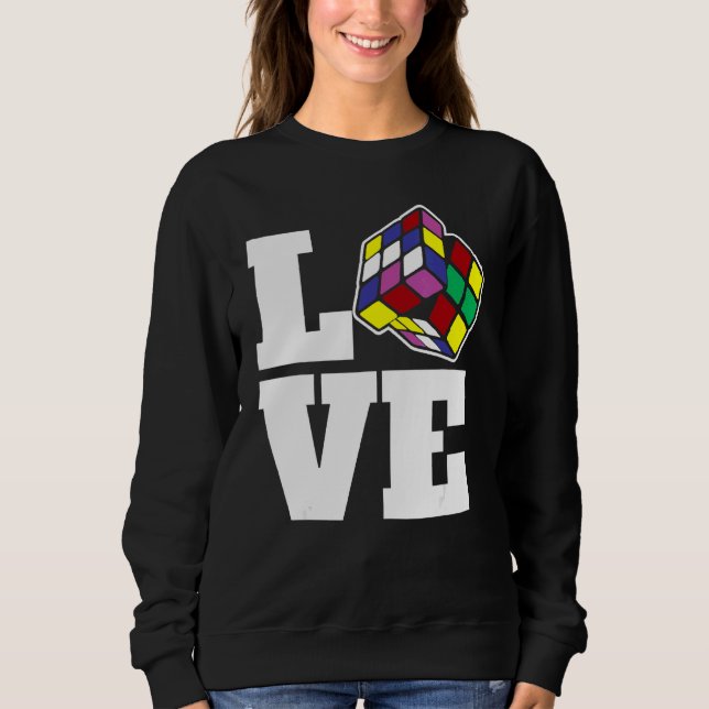 Sweatshirt Cube de puzzle concurrentiel Love Speed Cubing 80' (Devant)