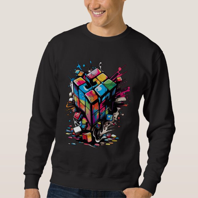 Sweatshirt Cube de puzzle Exploding Speed Cubing 80's Youth V (Devant)