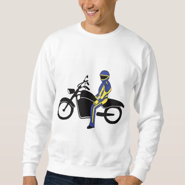 Sweatshirt Cuirs bleus et jaunes à une course de moto (Devant)