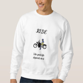 Sweatshirt Cuirs bleus et jaunes à une course de moto
