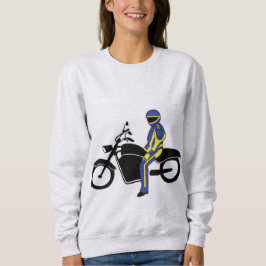 Sweatshirt Cuirs bleus et jaunes à une course de moto