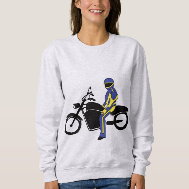 Sweatshirt Cuirs bleus et jaunes à une course de moto (Devant)