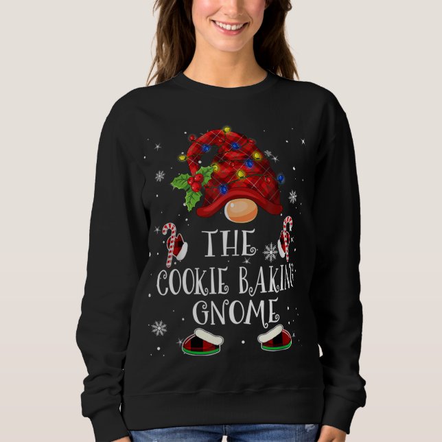 Sweatshirt Cuisine de biscuits Gnome Buffalo Plaid Christmas  (Devant)