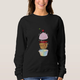 Sweatshirt Cupcake Sucré En Morceaux Individuels Avec Cerise