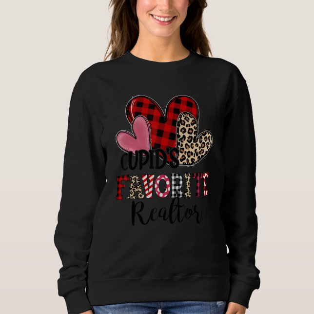 Sweatshirt Cupid's Favorite Realtor Three Hearts Valentine's  (Devant)