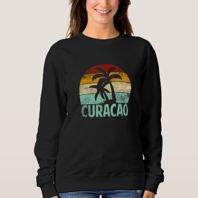 Sweatshirt Curacao Vacances Rétro Souvenir coucher de soleil  (Devant)
