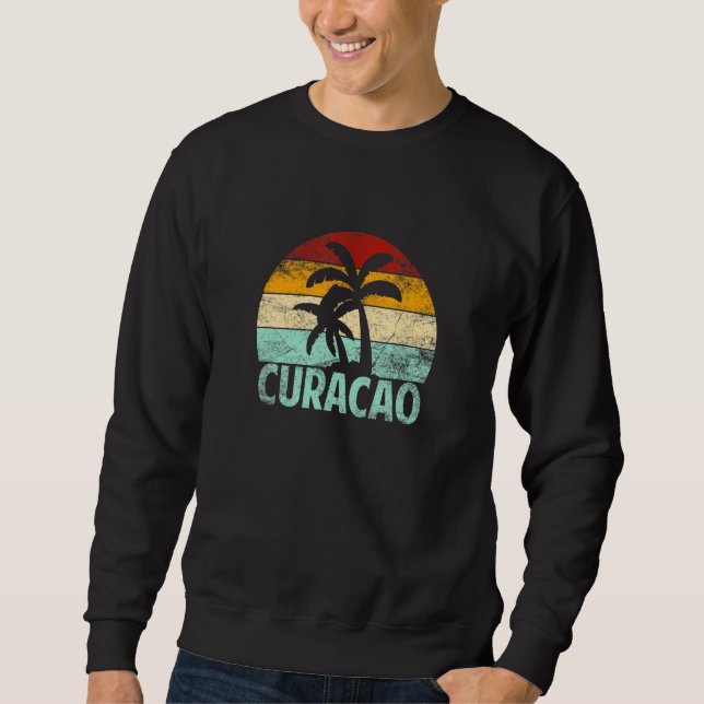 Sweatshirt Curacao Vacances Rétro Souvenir coucher de soleil  (Devant)