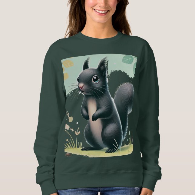 Sweatshirt "Curieux écureuil noir dans le parc - Nature-Inspi (Devant)
