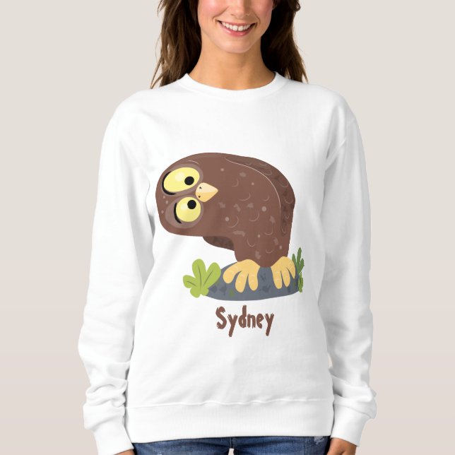 Sweatshirt Curieux et drôle dessin animé de chouette brune (Devant)