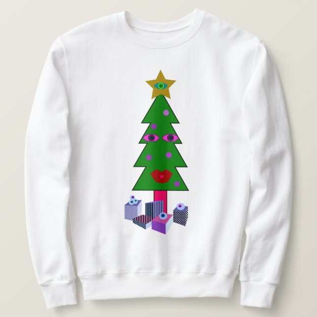 Sweatshirt Curieux sapin de Noël laide (Design devant)