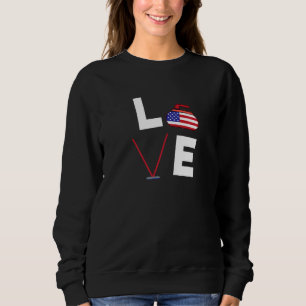 Sweatshirt Curling Drapeau américain Usa Curler Broom Winter 