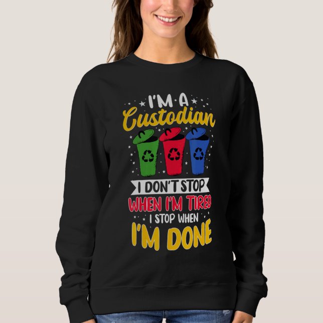 Sweatshirt Custodian Janitor Guard Caretaker Reduce Reuse Rec (Devant)