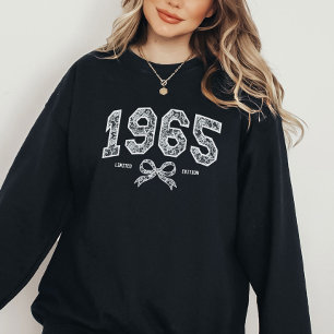 Sweatshirt Custom 60th Birthday 1965 Lace Coquette Bow
