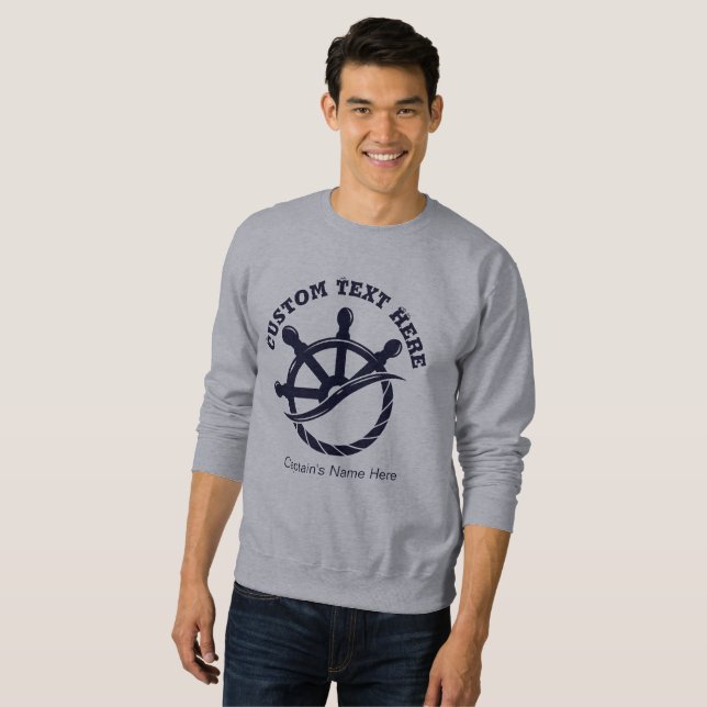 Sweatshirt Custom Captain Boat Nautical Gift (Devant entier)
