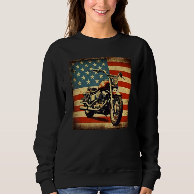 Sweatshirt Custom Motorcycle Retro USA Flag Retro Biker Vinta (Devant)
