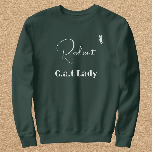 Sweatshirt Customize Pet Lover Green And White Script Cat Mom (Créateur téléchargé)