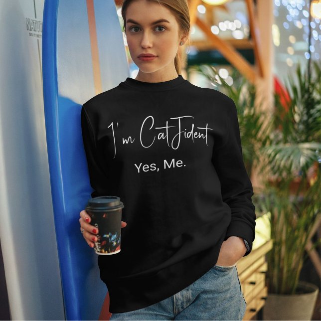 Sweatshirt Customized Pet Lover Stylish Script Cat Mom White (Créateur téléchargé)