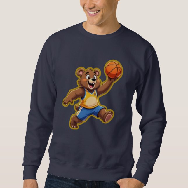 Sweatshirt Cute 3D Teddy Bear Playing Basketball – Adorable S (Devant)