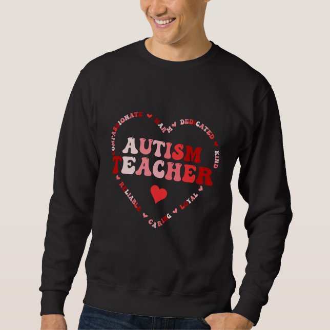 Sweatshirt Cute Autism Teacher Valentines Day Heart (Devant)