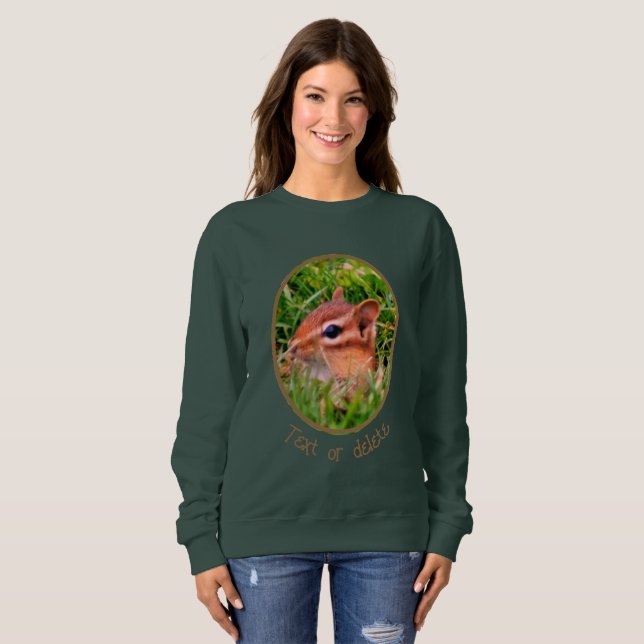 Sweatshirt Cute Baby Chipmunk Peeking Faune Personnalisée (Devant entier)