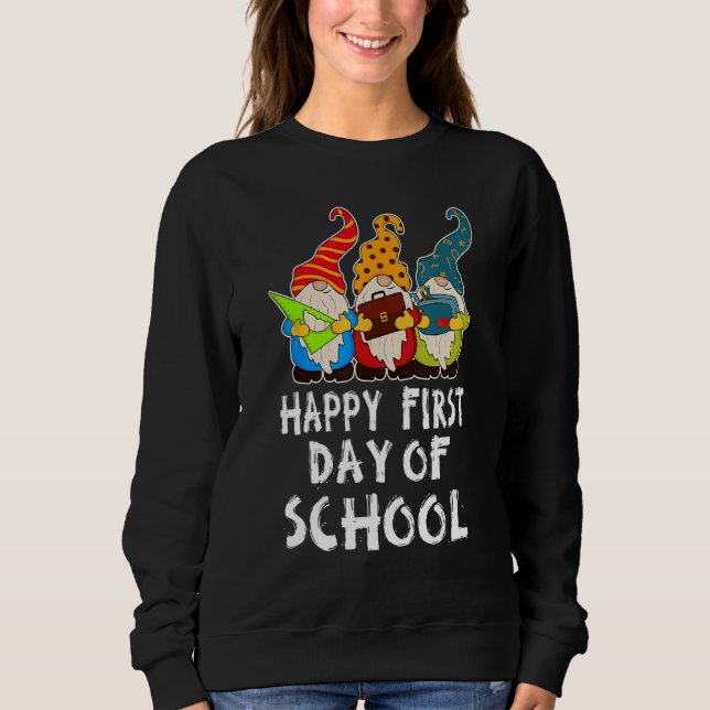 Sweatshirt Cute Back to School Teacher Gnome Happy First Day  (Devant)