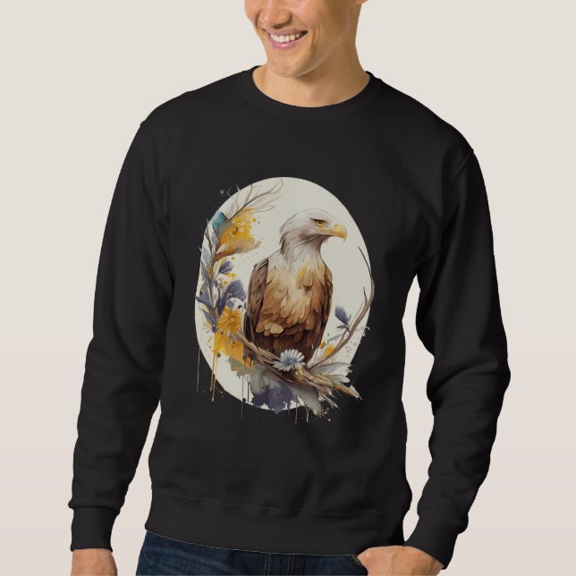 Sweatshirt Cute Bald Eagle Sunflower Watercolor Bird (Devant)