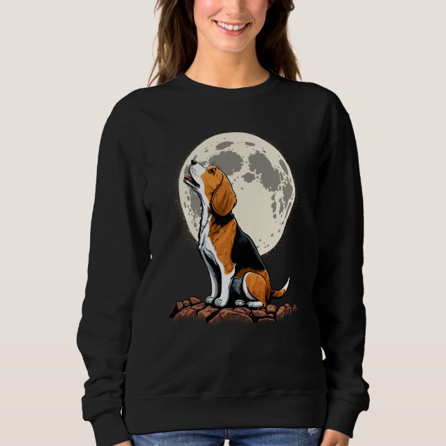Sweatshirt Cute Beagle Howling at the Moon Beagle Mom (Devant)